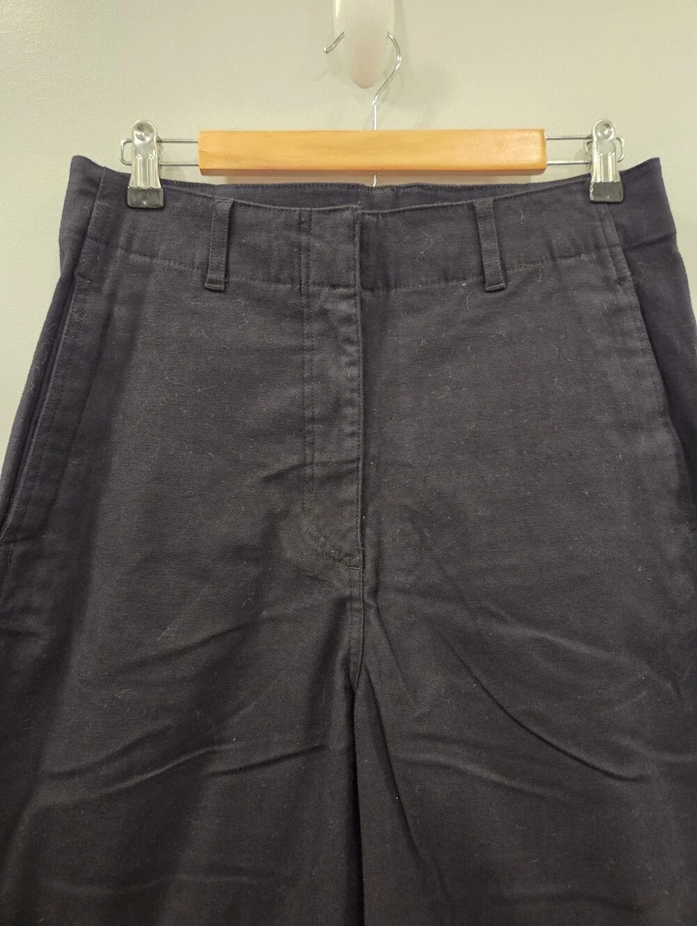 American Tall NWT Size 10 High Rise Wide Leg Flat Front Chinos Black - Picture 2 of 11